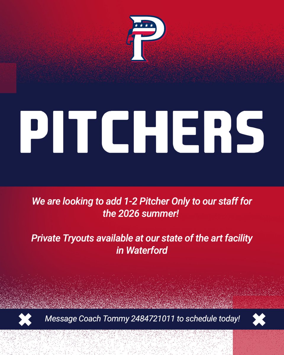 USA Prime Michigan 15u Scout Team (@usaprimemiscout) on Twitter photo 🚨PO’s🚨
Looking to add a couple arms to our team for the 2026 season.
Message Coach Tommy (248) 472-1011
#primemovement | <a href="/USAPrimeMI/">USA Prime Michigan Baseball & Softball</a> 🚨PO’s🚨
Looking to add a couple arms to our team for the 2026 season.
Message Coach Tommy (248) 472-1011
#primemovement | <a href="/USAPrimeMI/">USA Prime Michigan Baseball & Softball</a>