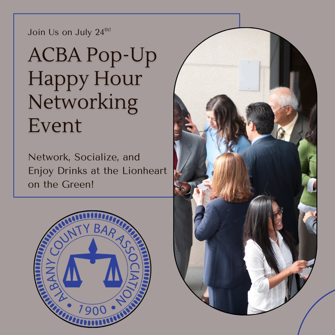 Join us for the ACBA July Happy Hour! 

On Thursday, July 24, come unwind with us at Lionheart on the Green - 5:30-7:30 PM. This event is a great way to catch up with familiar faces, make new connections, and enjoy great drinks. 

Register today: lnkd.in/ecWfMRD3