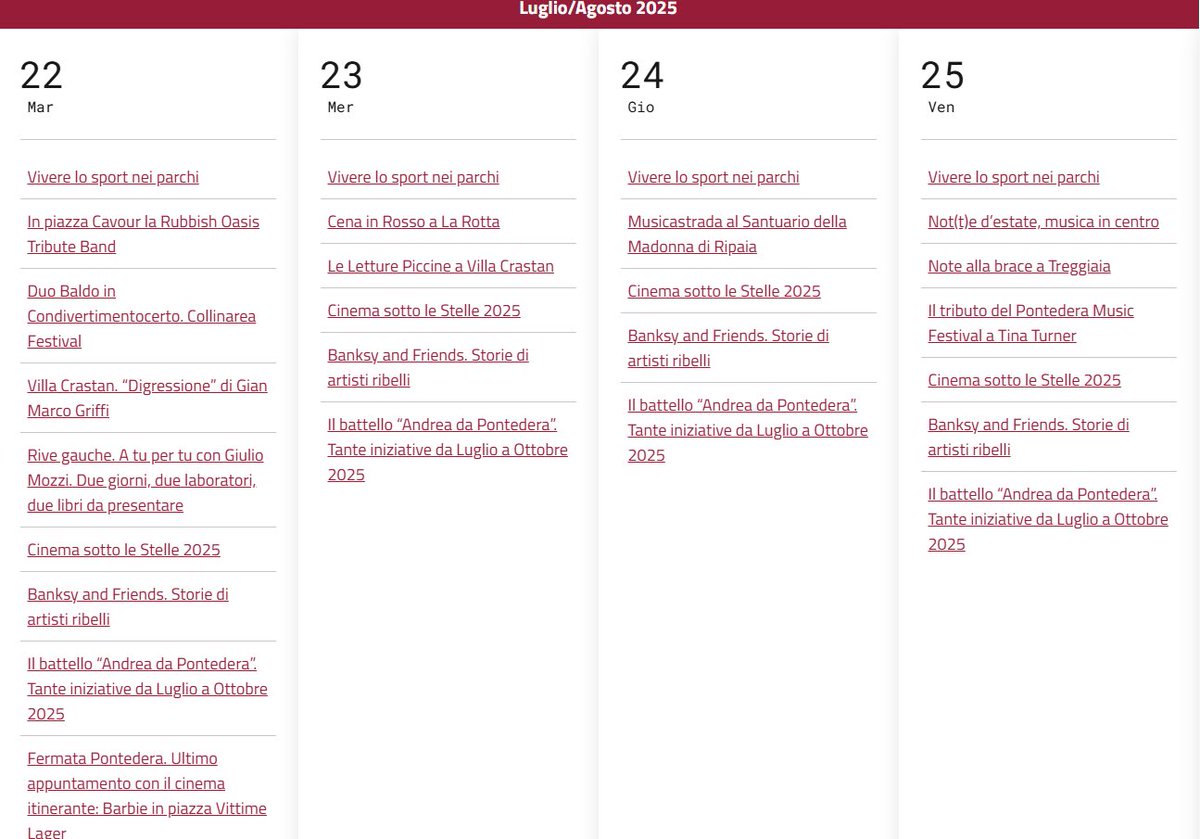 Gli eventi a Pontedera nei prossimi giorni. Tutto il programma di dettaglio su comune.pontedera.pi.it/vivere-il-comu…