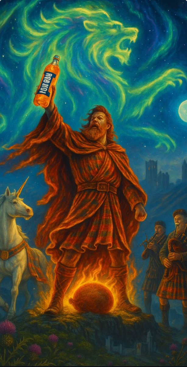 AGrumpyScotsman's tweet image. Look, I’m not the biggest fan of AI, but because of it I now have the most glorious Scottish phone wallpaper ever created 🏴