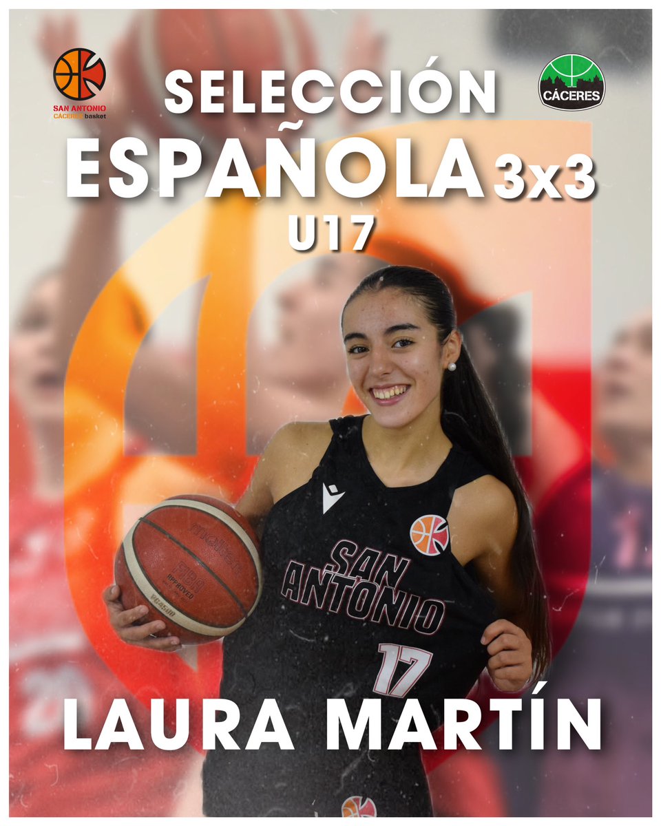 La jugadora del San Antonio Cáceres Basket, Laura Martín, ha sido convocada con la SELECCIÓN ESPAÑOLA 3x3 U17 para su próxima concentración en Valencia, del 4 al 7 de agosto ❤️

No podemos estar más ORGULLOSOS de todos estos años de trabajo con nosotros, Laura 🙌