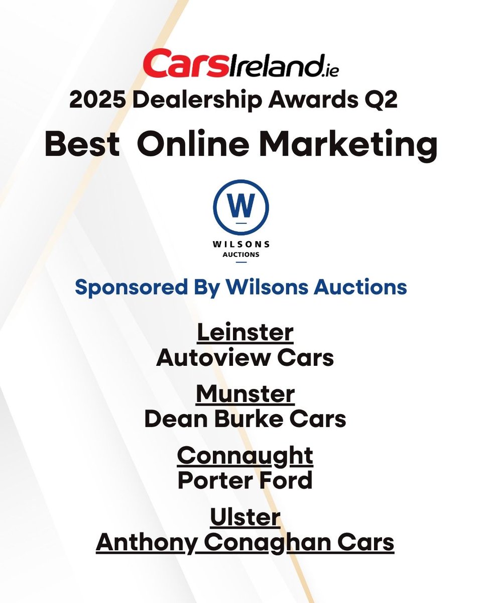 CarsIreland's tweet photo. 🎉 2025 CarsIreland Dealership Awards – Proudly supported by PTSB  Asset Finance
Q2 Winners Announced! 🎉
See the full list of Q2 winners and learn how to enter Q3 here:
👉 https://t.co/7OHs5TY8TN https://t.co/HLDO9iEZVi