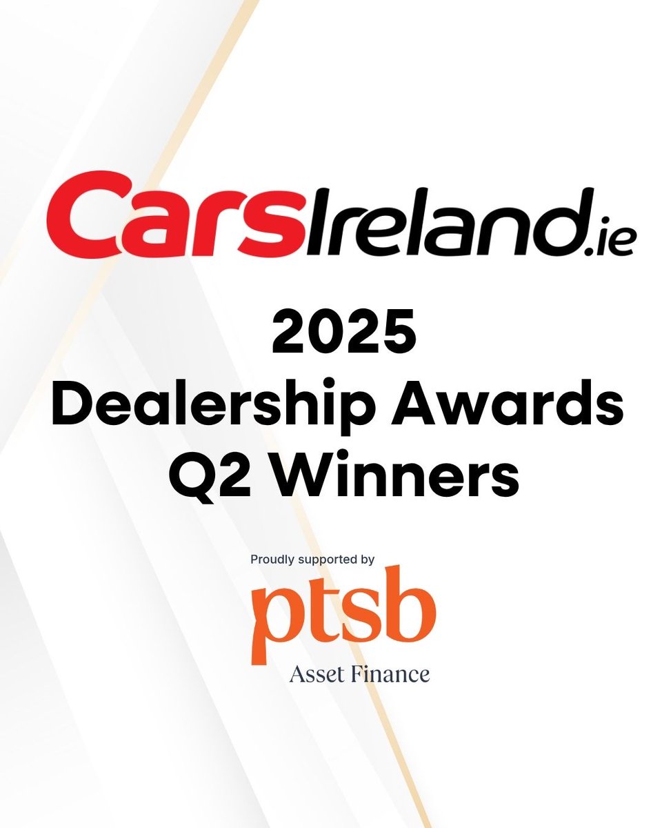 CarsIreland's tweet photo. 🎉 2025 CarsIreland Dealership Awards – Proudly supported by PTSB  Asset Finance
Q2 Winners Announced! 🎉
See the full list of Q2 winners and learn how to enter Q3 here:
👉 https://t.co/7OHs5TY8TN https://t.co/HLDO9iEZVi