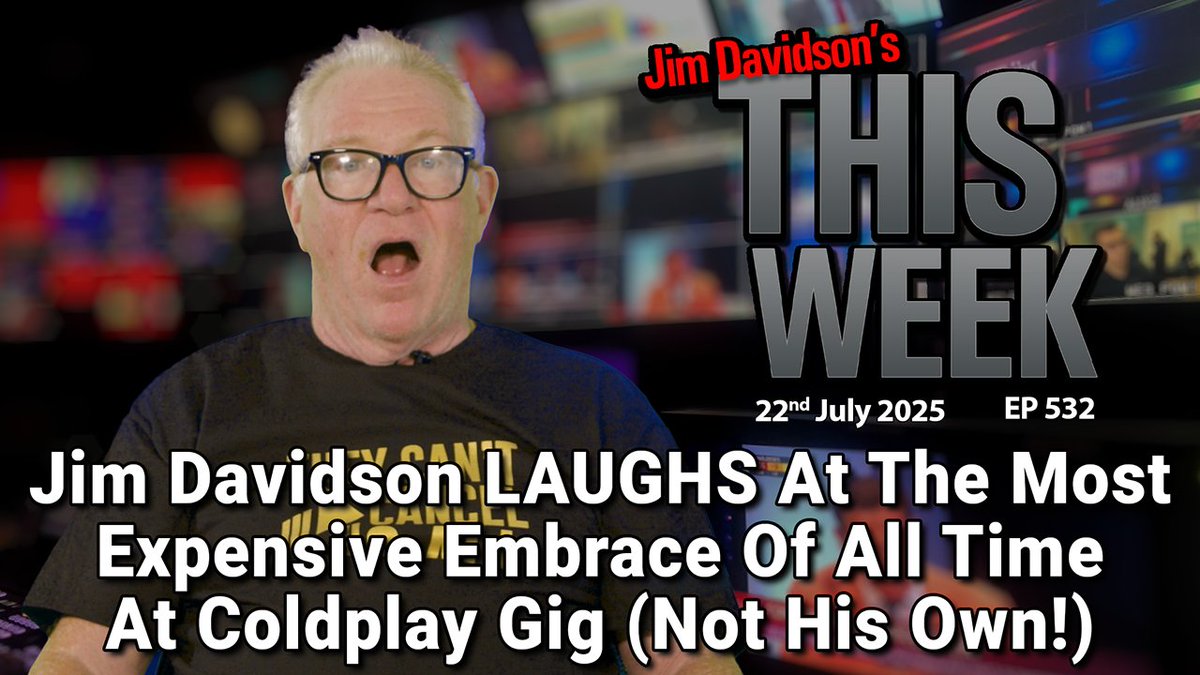JimDOfficial's tweet image. Streaming NOW on Ustreme!
After a multi-millionaire company boss was caught with his fling on a Coldplay kiss cam, Jim Davidson says: “Who would have thought a bloke having an affair would bring the world together to have a laugh?!” in the latest episode of This Week!