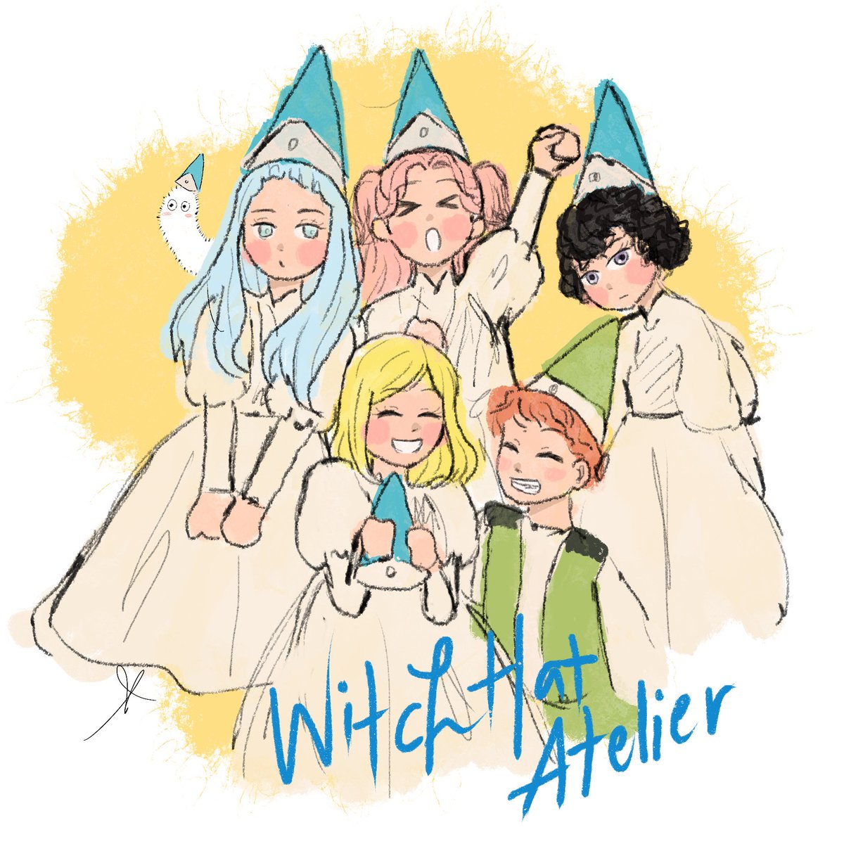 greeniefloo's tweet image. posting my last year’s mini doodle to celebrate the 9th anniversary of my dear witches babies 🩵
#Δ帽子 #witchhatatelier #wha #Δ帽子9th
