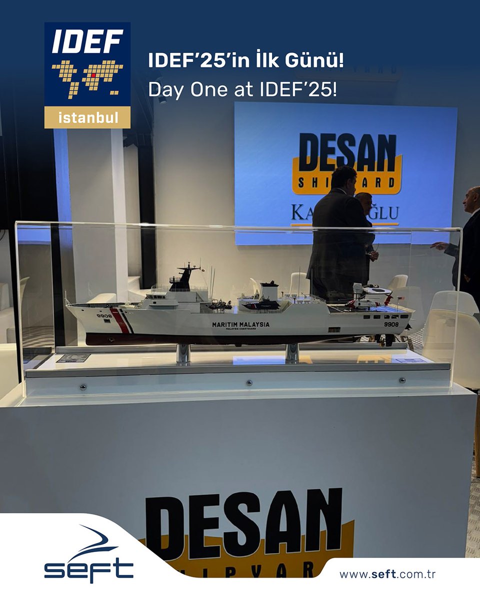 seftengineering's tweet photo. IDEF’25’in İlk Günü!
Sergi alanında bir tur atın, SEFT tasarımlarını görmeden geçemezsiniz.
---------------------
Day One at IDEF’25!
Take a tour around the exhibition hall - you simply can’t miss the SEFT designs.
https://t.co/ldmPme6OKN
#SEFTengineering #IDEF2025 https://t.co/gDRN6yo7mi