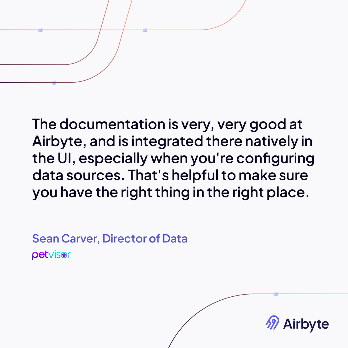 AirbyteHQ's tweet image. Forget guessing games. ❎ Your path to seamless data movement is clearer than you think, thanks to robust, easy-to-access documentation. ✨
Don't take our word for it, take Sean's! Our docs are packed with guides, examples, and in-context help to make your setup of all things…