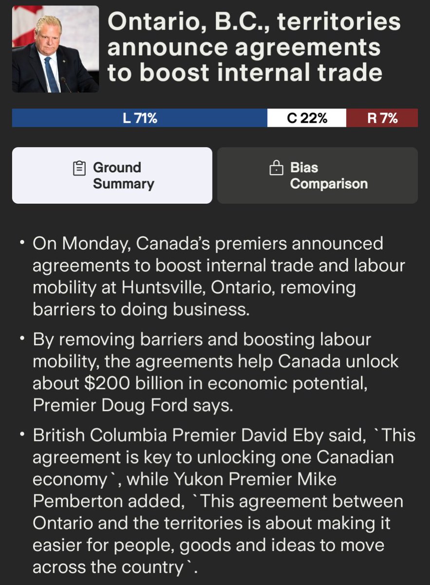 MMward9's tweet image. Canada's premiers announced new agreements to enhance internal trade. Ontario, British Columbia, Nunavut, Yukon, and the Northwest Territories signed memorandums of understanding to boost trade, improve labour mobility, and remove business barriers.
Ontario Premier Doug Ford…