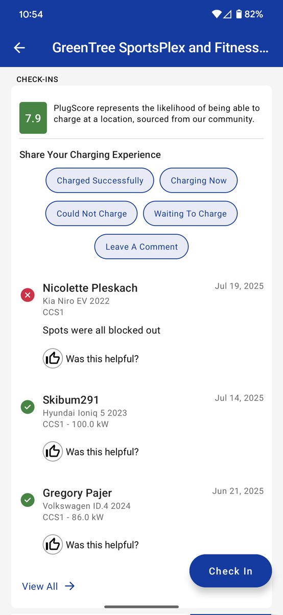 TXL_EV's tweet photo. It's frustrating how a singular negative check in can absolutely tank a plugshare site score. This person has a legitimate complaint as the charger was iced. But it's a shame it took the site down to a 7.9/10 when it has overwhelming positive reviews otherwise https://t.co/UUWo2rT2bE