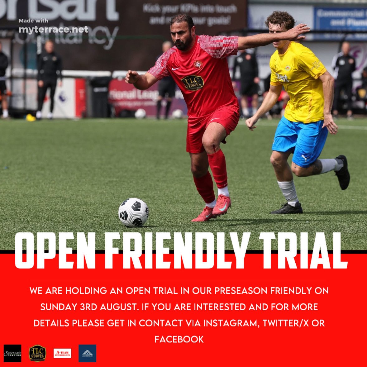 🚨Opportunity 🚨

We have an exciting opportunity to get involved with the club. We are holding an open trial in our first preseason friendly on 03/08/2025. 

If you are interested or looking for a new club then please get in contact via Instagram, Twitter/X or Facebook. 

UTA 🔴