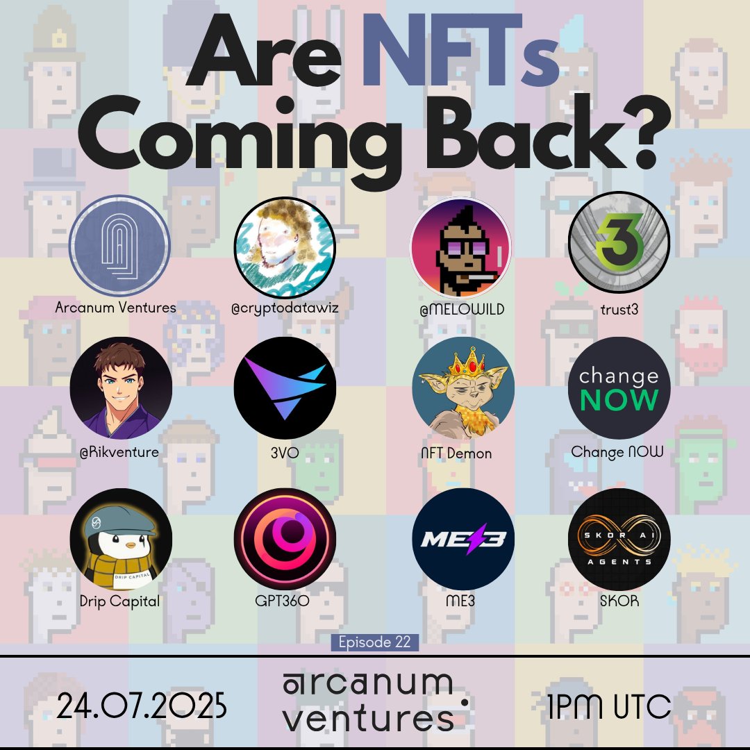 Episode 22 of The BOOM ROOM is back again this Thursday, and this week we're talking NFTs.

Are PFPs collections coming back?

Are NFTs still useful pieces of tech in this market?

Join us for an excellent panel with amazing guests this week to discuss NFTs and more!

📅