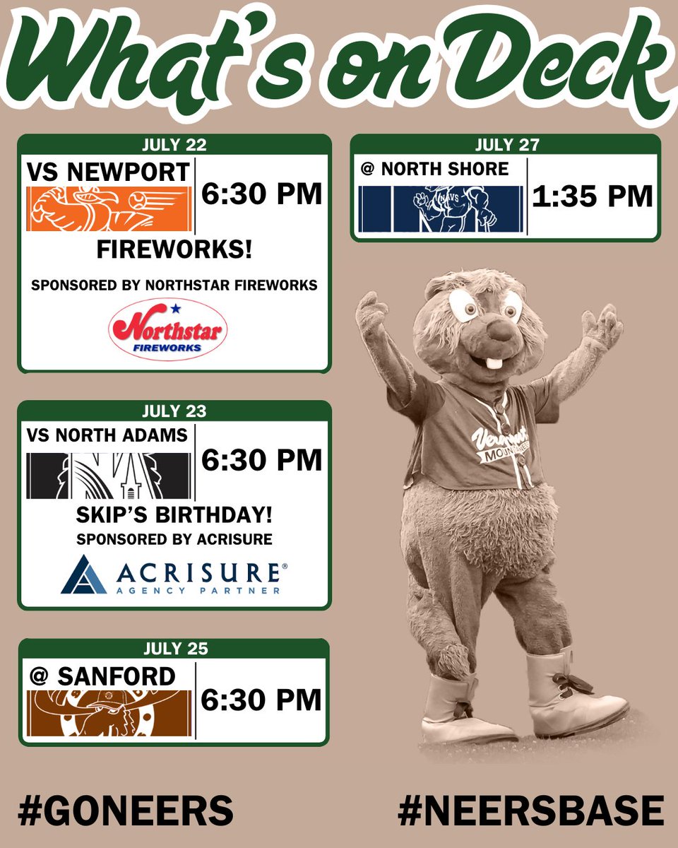MountaineersVT's tweet image. This week starts with a battle against Newport at The Rec 🗺️
#neersbase⚾️ | @TheNECBL