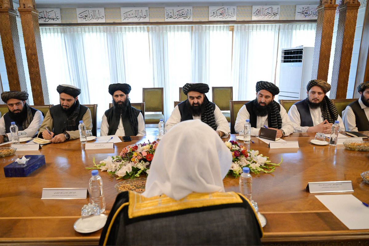 MWLOrg_en's tweet image. H.E. Sheikh Dr. #MohammedAlissa @MhmdAlissa, Secretary-General of the Muslim World League (MWL) and Chairman of the Organization of Muslim Scholars, met with H.E. Mawlawi Amir Khan Muttaqi, Minister of Foreign Affairs of Afghanistan, in the Security Council Hall at the…