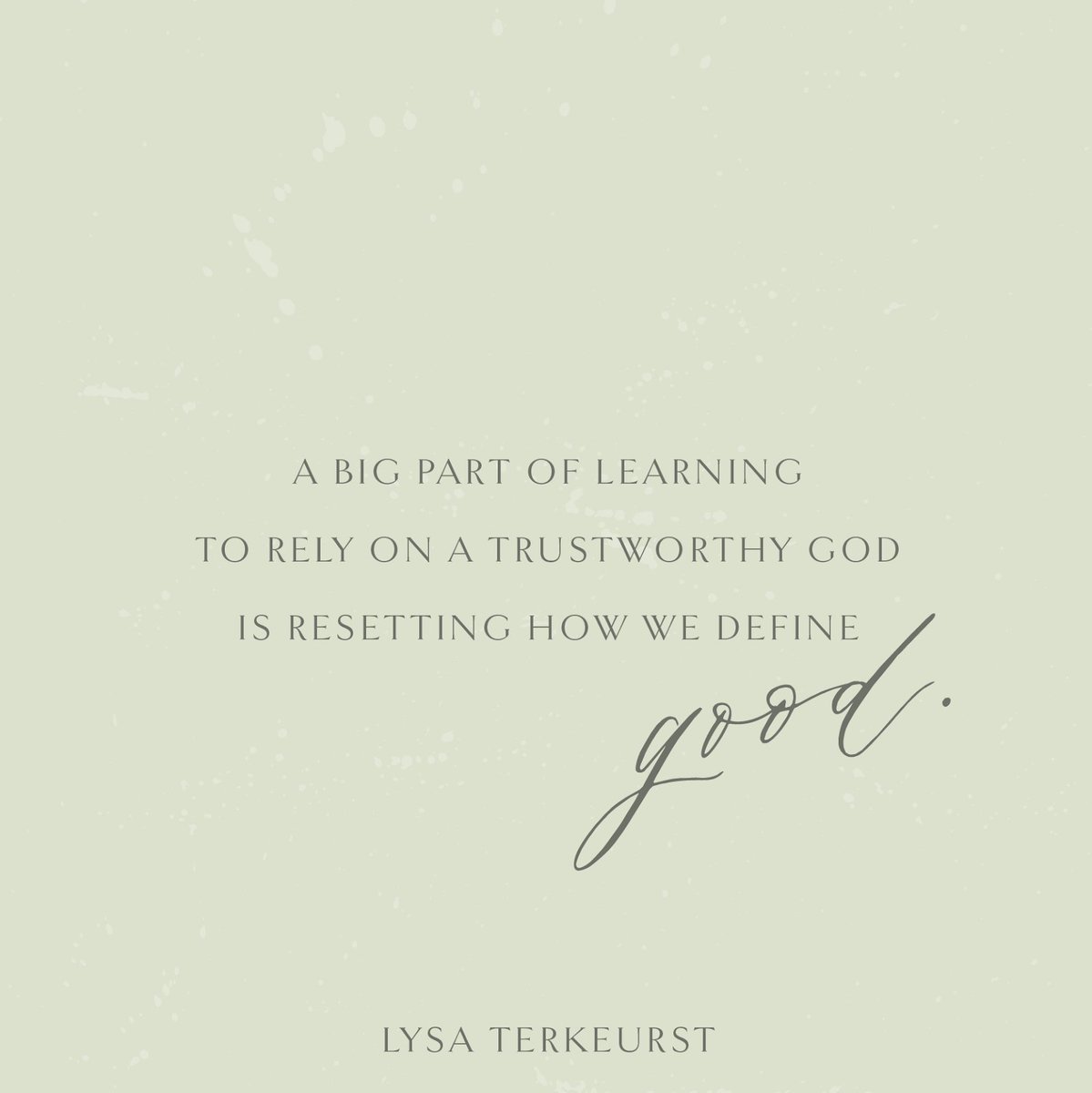 LysaTerKeurst's tweet image. We have to fight the urge to expect our version of God’s good timing, God’s good provision, and God’s good protection to match what we script for our lives.
God Himself is good. And that means His plans are good, His ways are good, and we can trust Him at all times.