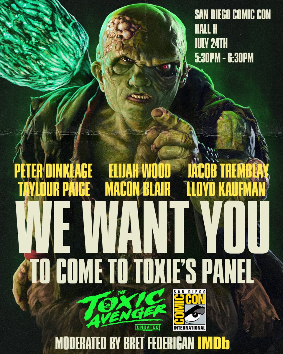 IMDb's tweet image. Headed to #SDCC? Be sure to stop by Hall H on 7/24 and join IMDb's very own Bret Federigan for a very special interview with Peter Dinklage, Elijah Wood, and the cast of @ToxicAvenger.