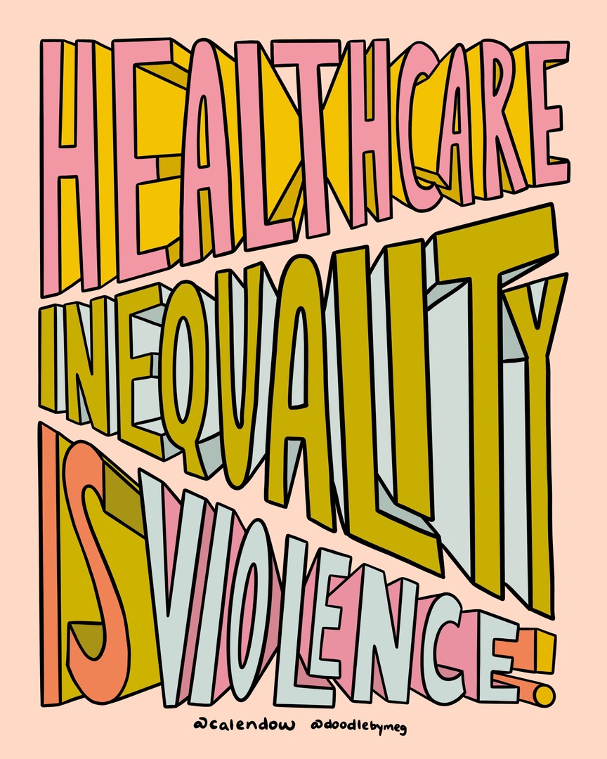 CalEndow's tweet image. Depriving our communities of access to healthcare is violence.
Everyone deserves the right to safe, accessible healthcare.
Learn more about disparities in health and health care at bit.ly/disparitiesinh…
🎨 @doodlebymeg