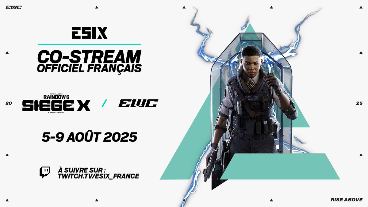 Envie de suivre l'EWC sur Rainbow Six ? On vous donne rendez-vous du 5 au 9 août pour suivre la compétition à Riyad ! 🇸🇦 #EWC2025 

En direct et en français sur :
📺 twitch.tv/esix_france