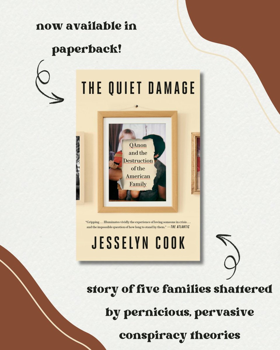 CrownPublishing's tweet image. “Excellent...This is the intimate side of the cold civil war America has been stuck in for nearly a decade.”—Michelle Goldberg
THE QUIET DAMAGE by Jesselyn Cook follows the stories of families shattered by QAnon & is out now in paperback.
penguinrandomhouse.com/books/706443/t…