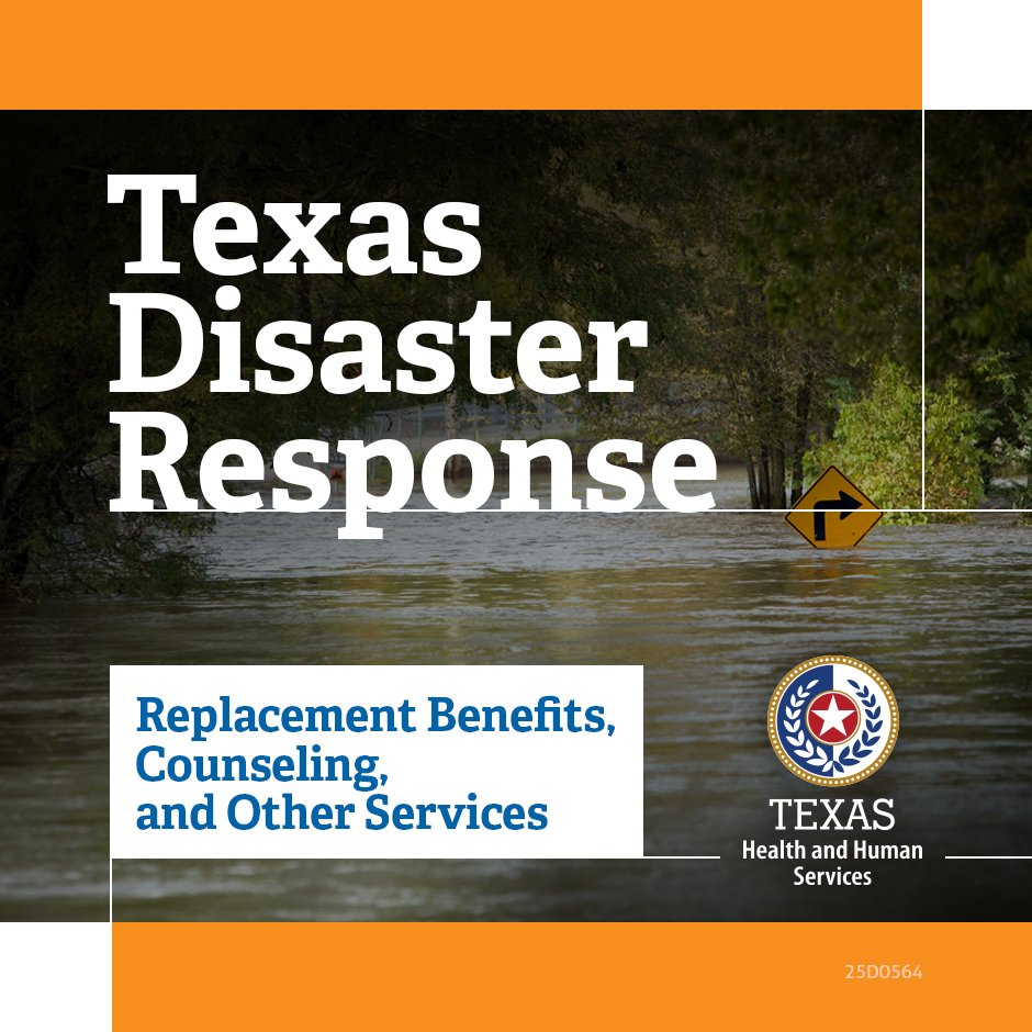 TexasHHSC's tweet image. HHSC continues to provide replacement benefits, counseling services and other resources to Texans impacted by recent catastrophic floods.
To learn more and find a list of services, visit: bit.ly/4lYPQgy