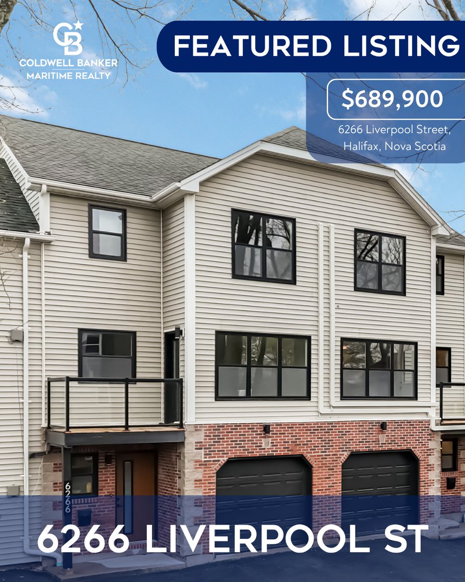 6266 Liverpool Street offers 3 beds, 2 baths, and 1,408 sq ft of stylish living in Halifax’s West End. With an attached garage, private balcony, and walkable location, this townhouse is city living made easy.

For more information, call 902-210-1223