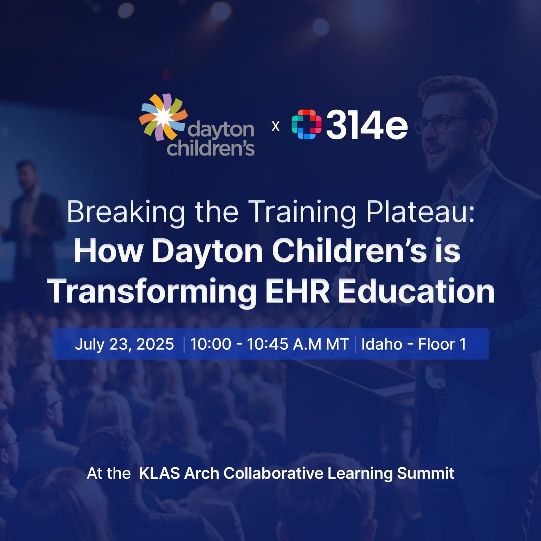 314e's tweet photo. 📈 EHR experience scores up —
😬 Training scores? Stuck.

At #ArchCollaborative, learn how they used AI + microlearning to fix it.

📅 July 23 | 🕙 10–10:45 AM📍 Idaho Room – Floor 1 

#KLAS #KLASArchCollaborative #ArchCollaborative #EpicTraining #EHRTraining # #Jeeves #314e https://t.co/6ltkvCoLGv