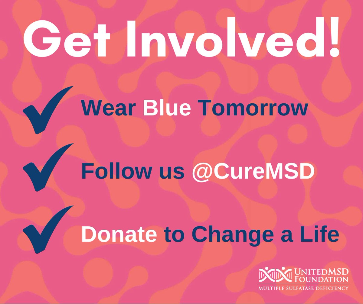 RareBeacon's tweet image. MSD World Day is next week (30 July)!
This will be @CureMsd's 4th annual global awareness day
Blue💙 is their signature colour (colour for leukodystrophy) so wear blue 💙on 30th July w/ us to show your support + follow @CureMsd to learn more about MSD
curemsd.org/msd-world-day/