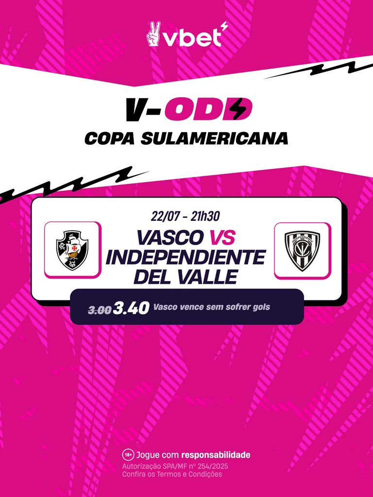 futnostalgico's tweet image. 🚨🚨🚨 DIA DE BRASIL NA COPA SUL-AMERICANA!
O VASCO VAI CONSEGUIR A REMONTADA HISTÓRICA? 🫵
Quer aproveitar essas ODDS da @vbet_brasil, segue o link: vbet.link/FutNostalgico