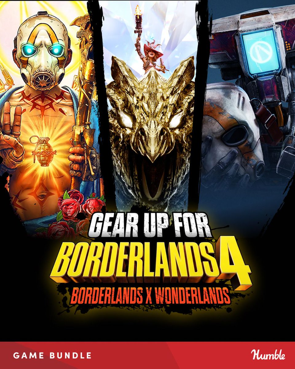 humble's tweet image. Time’s almost up on the Gear Up For Borderlands 4: Borderlands X Wonderlands Bundle featuring:
- Borderlands 1 - 3
- Tales from the Borderlands
- Tiny Tina’s Wonderlands
- and more! Supports @CovenantHouse | bit.ly/4kpuM1n