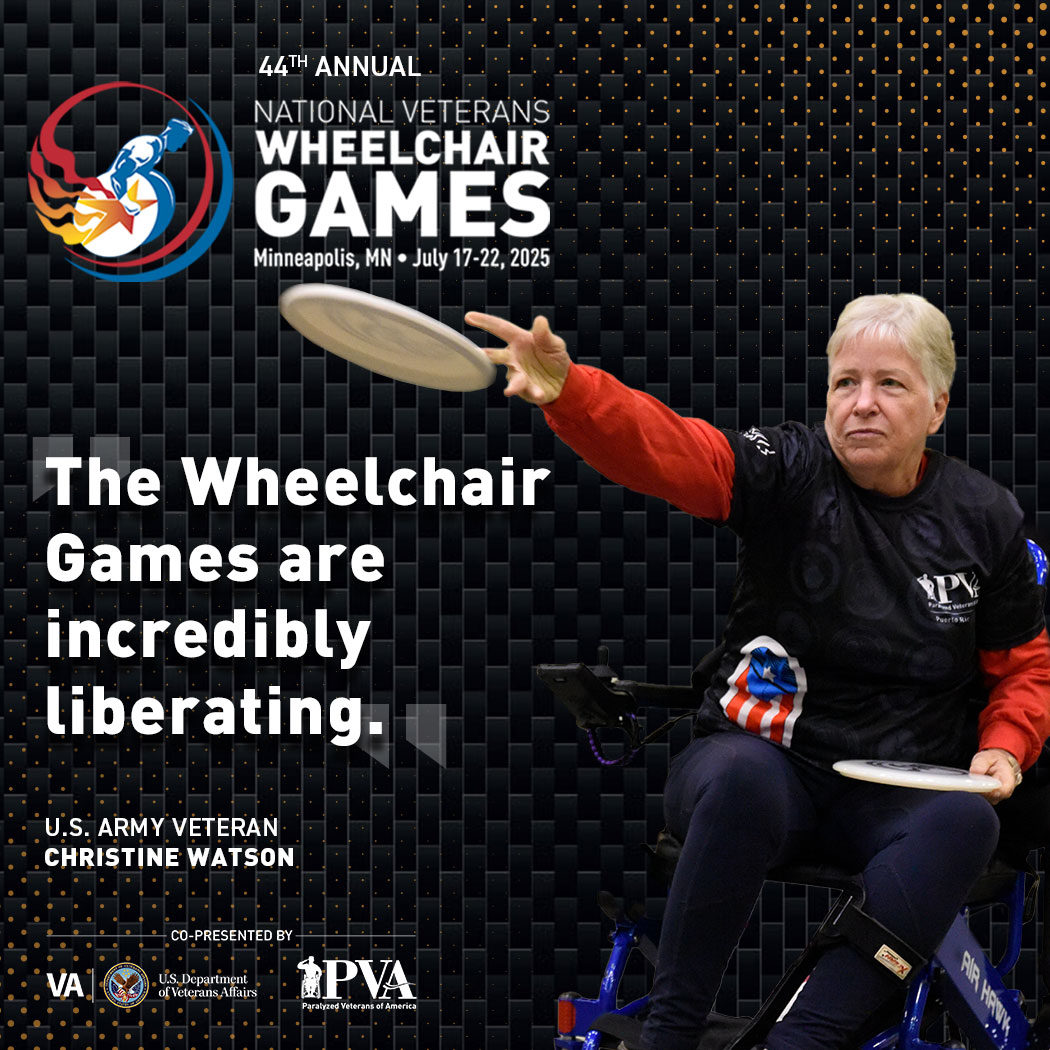 DeptVetAffairs's tweet image. Meet Christine Watson, an Army Veteran from St. John, U.S. Virgin Islands, competing in her first National Veterans #WheelchairGames.
Christine served for 40 years, retiring as a Lieutenant Colonel and Defense Attaché. After an incomplete spinal cord injury, she found new…