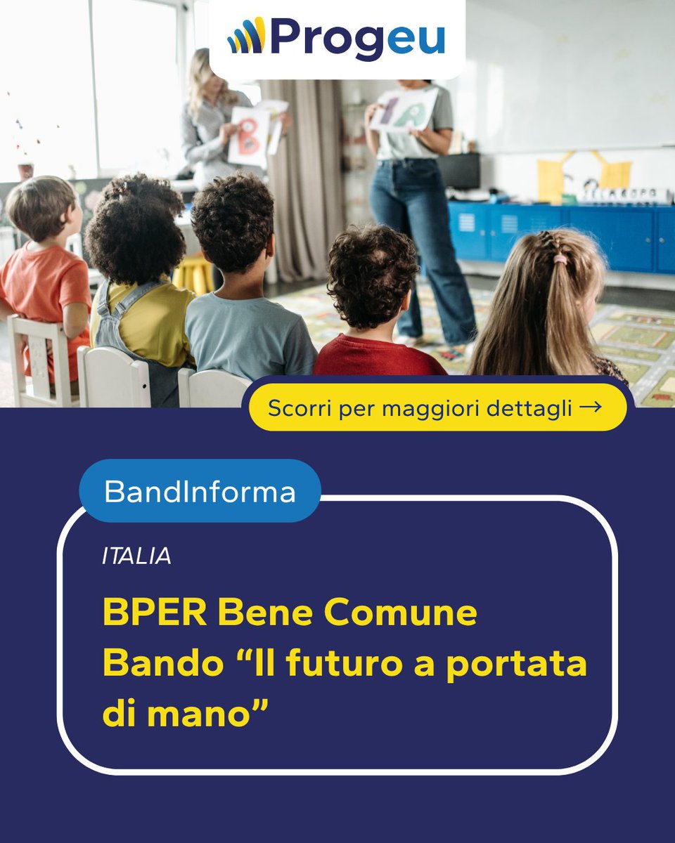ProgeuAPS's tweet photo. Un bando nazionale che unisce educazione, inclusione e sostenibilità sociale 

Se operi nel Terzo Settore, questa è un’occasione da cogliere

Approfondisci quest'opportunità nel carosello

#progeu #bandinforma #progettazione #BandoBPER #opportunità #sportelloprogettazione https://t.co/ZYi4gutlCI