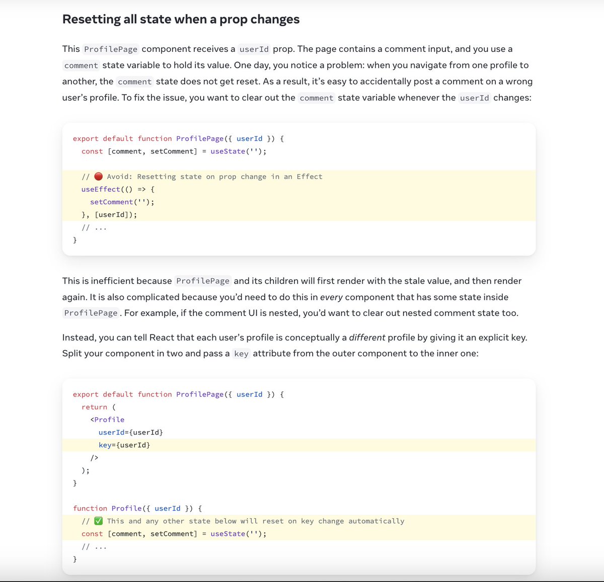 senbodev's tweet image. the `key` prop in react can be used to reset the state of a component.
instead of using useEffect(bad perf).