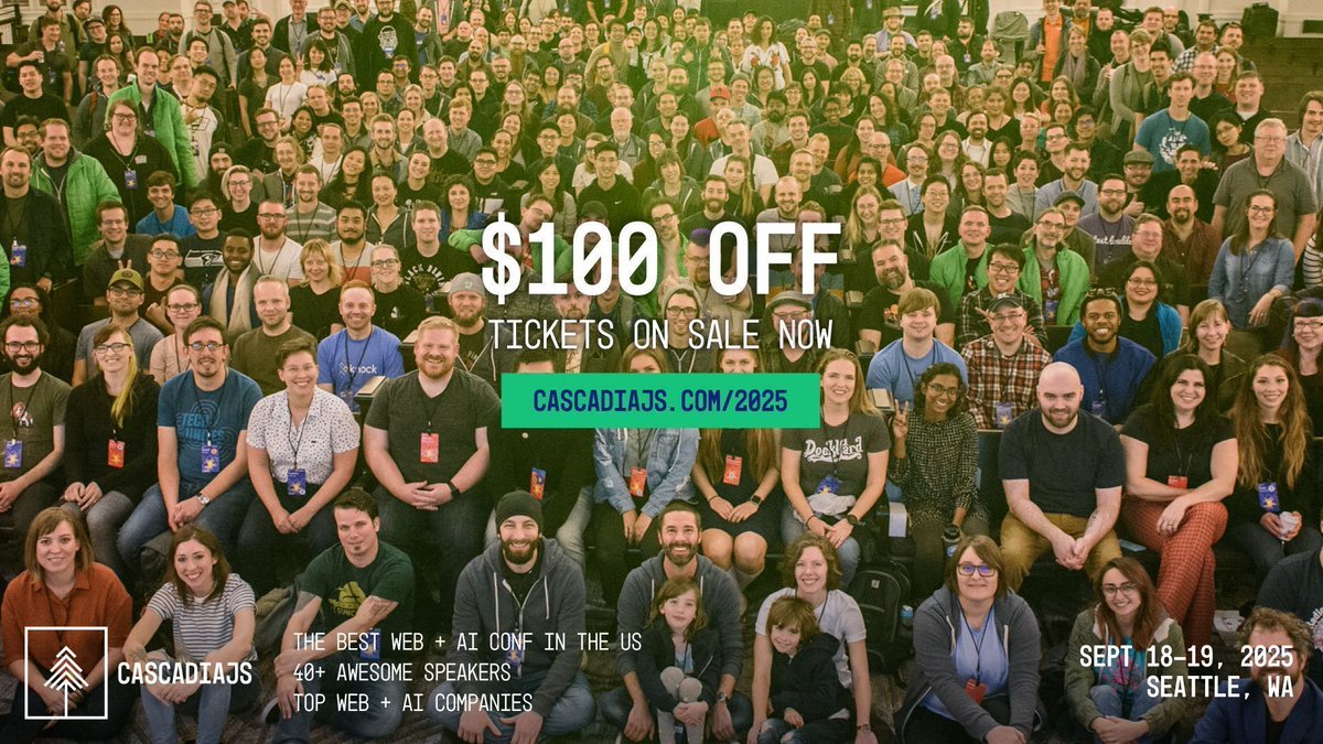 CascadiaJS's tweet image. π¨ Hoodie and ticket deadline coming up! π¨
Grab your ticket by Aug 1 to guarantee a hoodie in your size AND lock in Regular Bird pricing. ποΈ
Level up your web dev career β°οΈ
Grow your network π
Have fun in the beautiful PNW π²
Tickets on sale now for $100 OFF!β¦