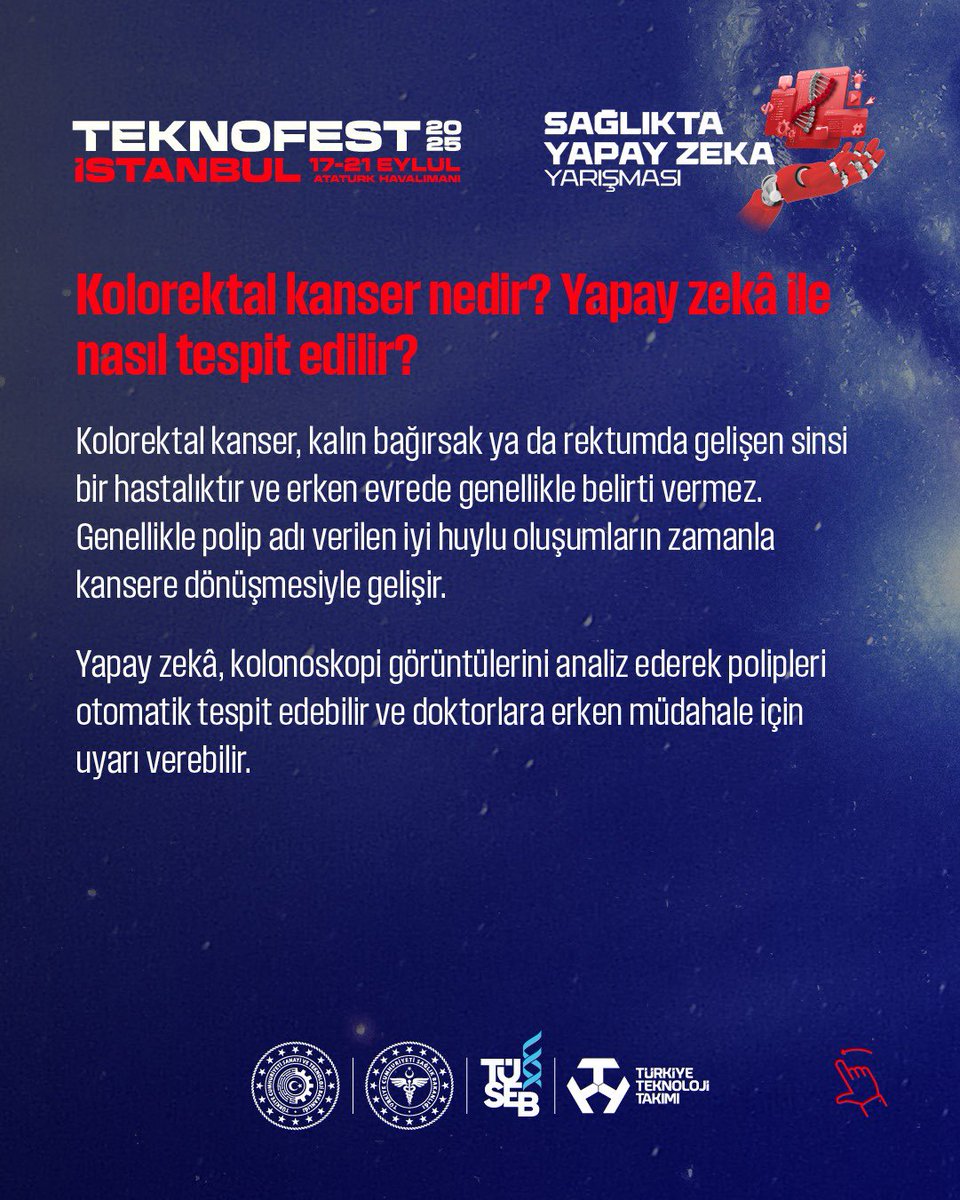 tusebgovtr's tweet image. 📢 TEKNOFEST 2025'e hazır mısınız?
🧠 TÜSEB Sağlıkta Yapay Zeka Yarışması, sağlık teknolojilerinin geleceğini şekillendirmek isteyen genç zihinleri bekliyor!
📆 17-21 Eylül 2025
📍 İstanbul Atatürk Havalimanı – TEKNOFEST 2025
🚀 TÜSEB ile sağlığın geleceğine yön vermek…