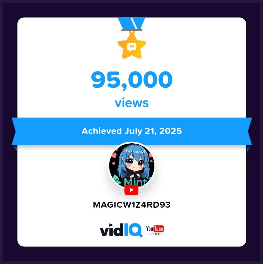 🏆 My YouTube channel achieved 95,000 views on 21st July 2025! Track and celebrate your own success today for free with <a href="/vidIQ/">vidIQ</a> vidiq.com/certificates/y…