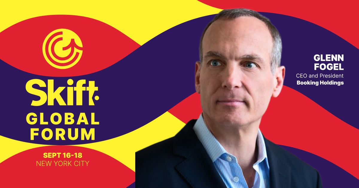 skift's tweet image. Glenn Fogel, CEO of @BookingHoldings, brings decades of leadership in travel, strategy, and innovation - don’t miss his insights live at Skift Global Forum in NYC: hubs.li/Q03ydXrd0