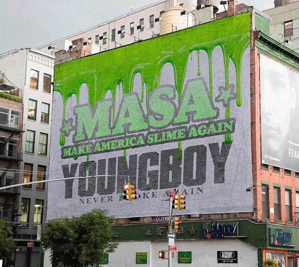 HipHopAllDayy's tweet image. A Billboard for NBA Youngboy's new album 'Make America Slime Again' has been spotted in NYC ๐๐ฅ