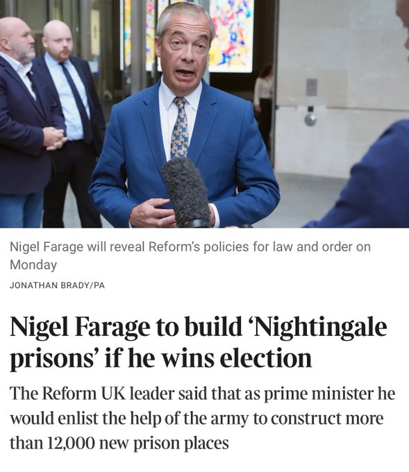 AttleeSarah80's tweet image. Nightingale Prisons?
How revolutionary, Farage’s cure for crime is more cells, not fewer crises. Florence would be so proud. #PoliticsLive
