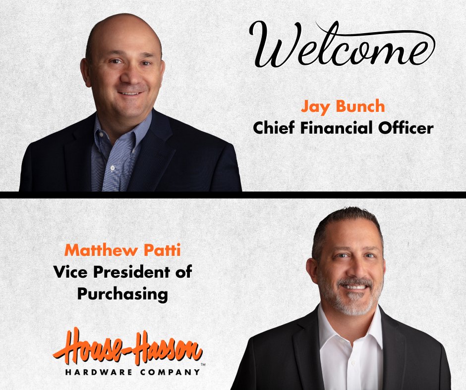 We’re excited to welcome two outstanding additions to the House-Hasson leadership team: Jay Bunch joins us as Chief Financial Officer and Matthew Patti steps into the role of Vice President of Purchasing.
🔗 hubs.ly/Q03y62pP0
#HouseHassonHardware #WelcometotheTeam