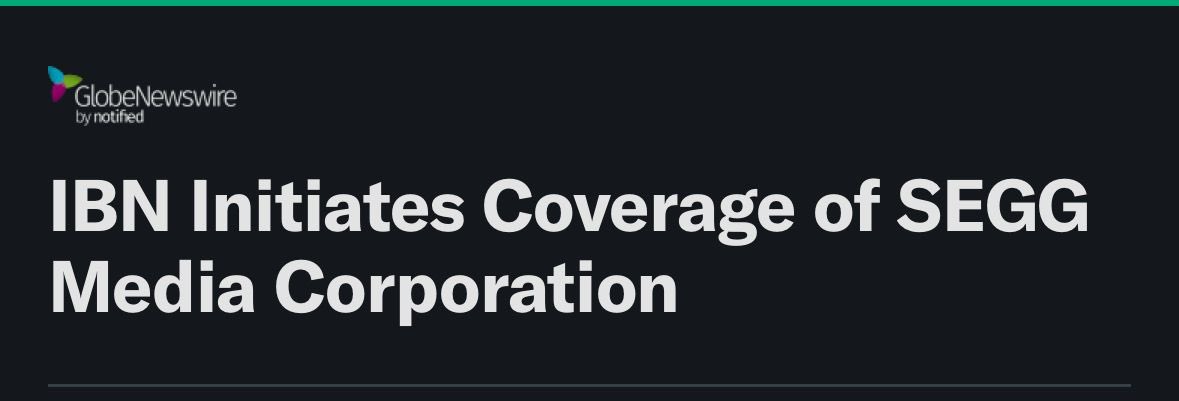 IBN has initiated coverage of SEGG Media on Yahoo Finance.
A strong signal that our global strategy across sport, entertainment &amp; gaming is landing.
Big steps. Bigger vision.
#SEGGMedia #Sportscom #YahooFinance #SportsBusiness #DigitalSport
