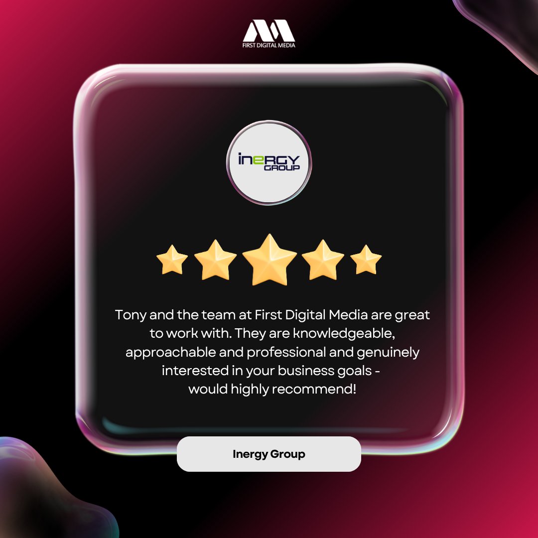 Client Review ⭐

Inergy Group have been with First Digital Media since April 2024 and we are thrilled to share this wonderful review from their team! 

We have recently been focusing on their paid search and have achieved some fantastic results. 👏🏽

#Review
