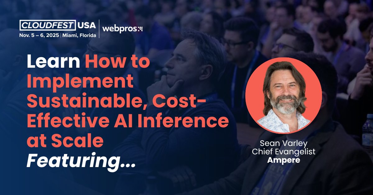 Ready to scale your AI strategy without breaking the bank? 

Sean Varley from <a href="/AmpereComputing/">Ampere</a> takes the #CloudFestUSA stage to share how to cut cost + complexity in large-scale AI deployment.

Don't miss out! Secure your ticket today:
eu1.hubs.ly/H0kZyzD0