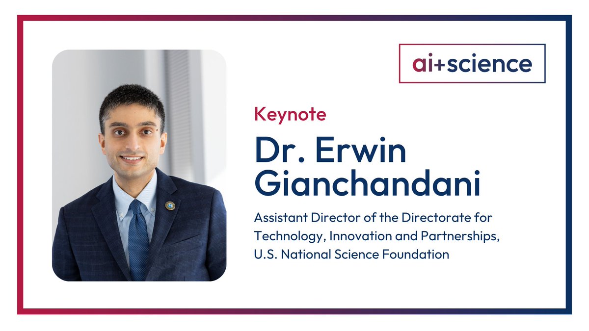 scsp_ai's tweet image. #SCSPTech is excited to announce that Dr. Erwin Gianchandani will speak at the AI+ Science Summit!
Dr. Gianchandani is instrumental in accelerating the translation of groundbreaking research into real-world solutions, shaping new industries, and cultivating a diverse technical…