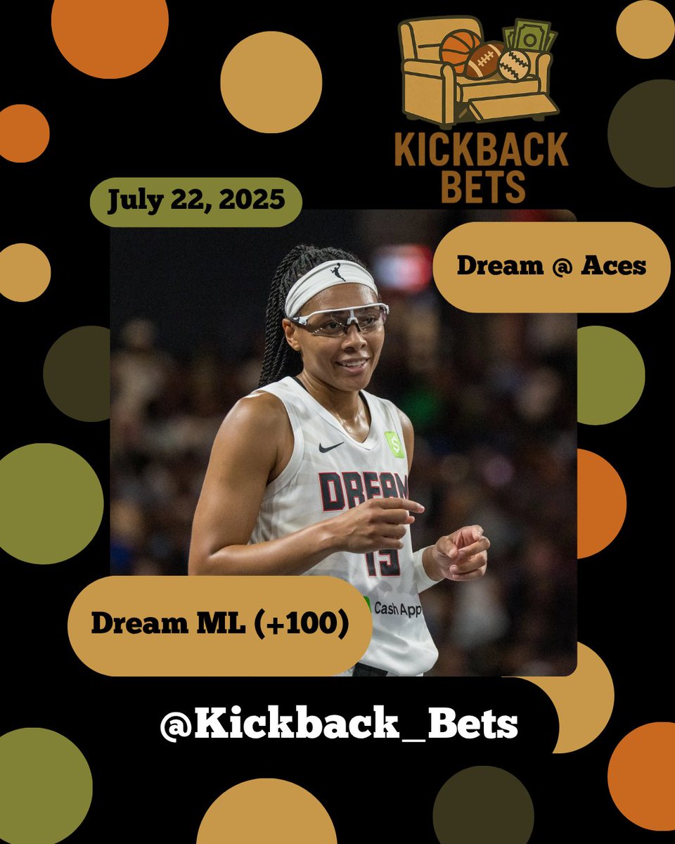 Kickback_Bets's tweet photo. The #WNBA is back from break, and we are back with another play. The model has been red hot predicting these games lets continue that streak 💪🔥🏀

Our betting model has this game at a projected score of 87.45 - 81.34 in favor of Atlanta. 

No gut feelings here. This pick is all numbers — backed by the model, backed by the data. We like the value, and we're locking it in.
#KickbackBets #WNBA #SportsBettingX #DataDriven #ModelDriven #Dream #Aces
