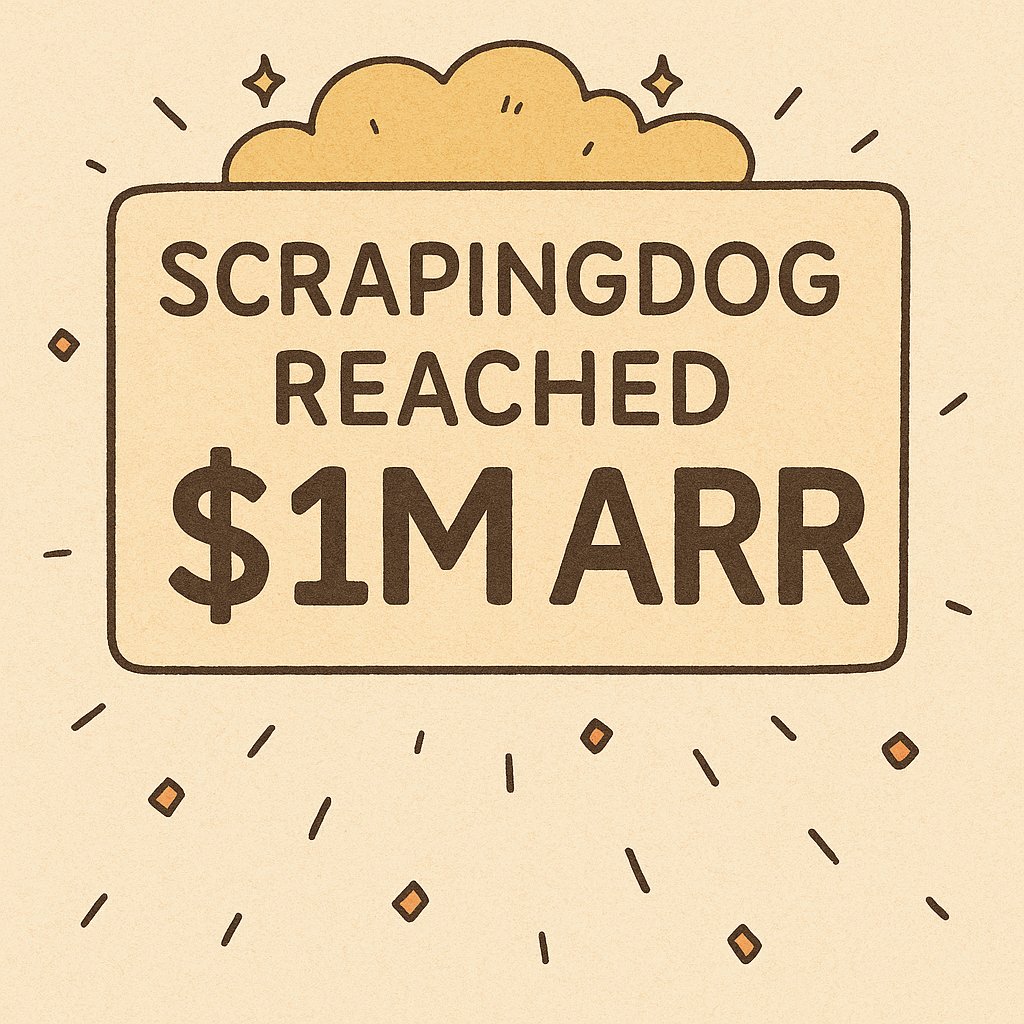 KoolwalManthan's tweet photo. @scrapingdog  just hit $1M ARR.

Bootstrapped. No funding. No hype. Just consistent shipping since 2020.

Started during my 2nd year of engineering,  right in the middle of COVID. https://t.co/pUCt4xWztI