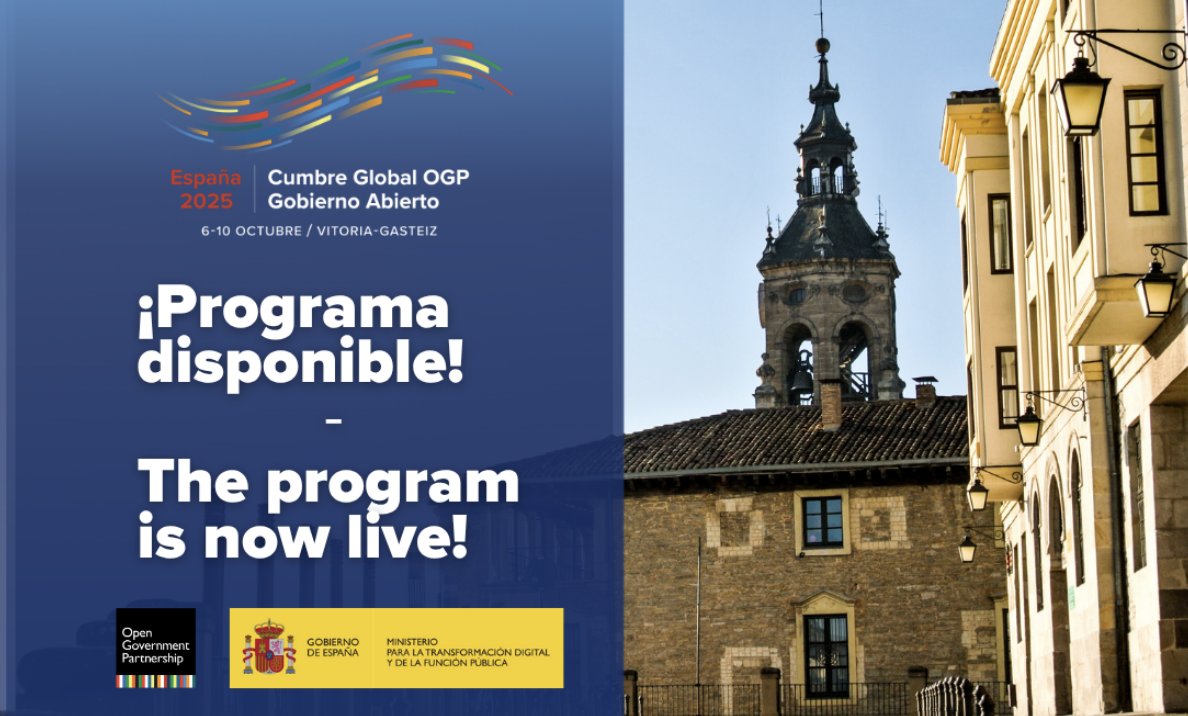 Democracia Digital (@ddintorg) on Twitter photo 📣¡Ya empezó la cuenta regresiva para la Cumbre Mundial de OGP 2025!
Esta nueva edición será en octubre en Vitoria-Gasteiz, España
📌Registros hasta el 25 de julio 👉🏻 spain.ogpsummit.org/t2/register
#DemocraciaDgital #OGP #gobiernoabierto #OSC #datos #data #tech4democracy #tech4gov 📣¡Ya empezó la cuenta regresiva para la Cumbre Mundial de OGP 2025!
Esta nueva edición será en octubre en Vitoria-Gasteiz, España
📌Registros hasta el 25 de julio 👉🏻 spain.ogpsummit.org/t2/register
#DemocraciaDgital #OGP #gobiernoabierto #OSC #datos #data #tech4democracy #tech4gov
