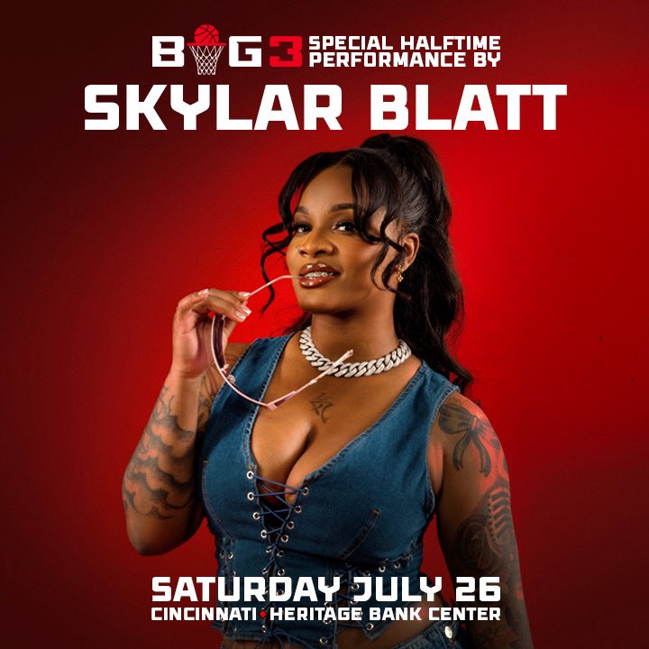 thebig3's tweet image. The energy鈥檚 different in Cincinnati this weekend. @DJPAULKOM and @SkylarBlatt are hitting the BIG3 stage on Saturday 馃敟 Get your tickets 馃憠 big3.com/tickets