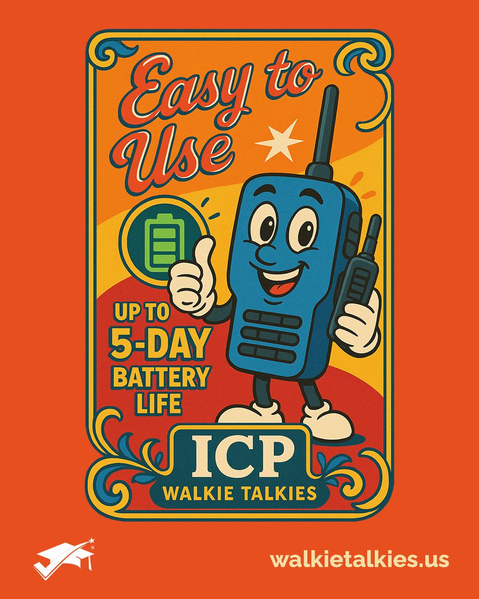 Don’t get stuck with dead devices when you need them most. ICP Walkie Talkies are built with simplicity and endurance in mind: up to 5 full days of battery life on a single charge.
Up to 5 days of battery life.
Easy to use. Always ready.
🔋 walkietalkies.us