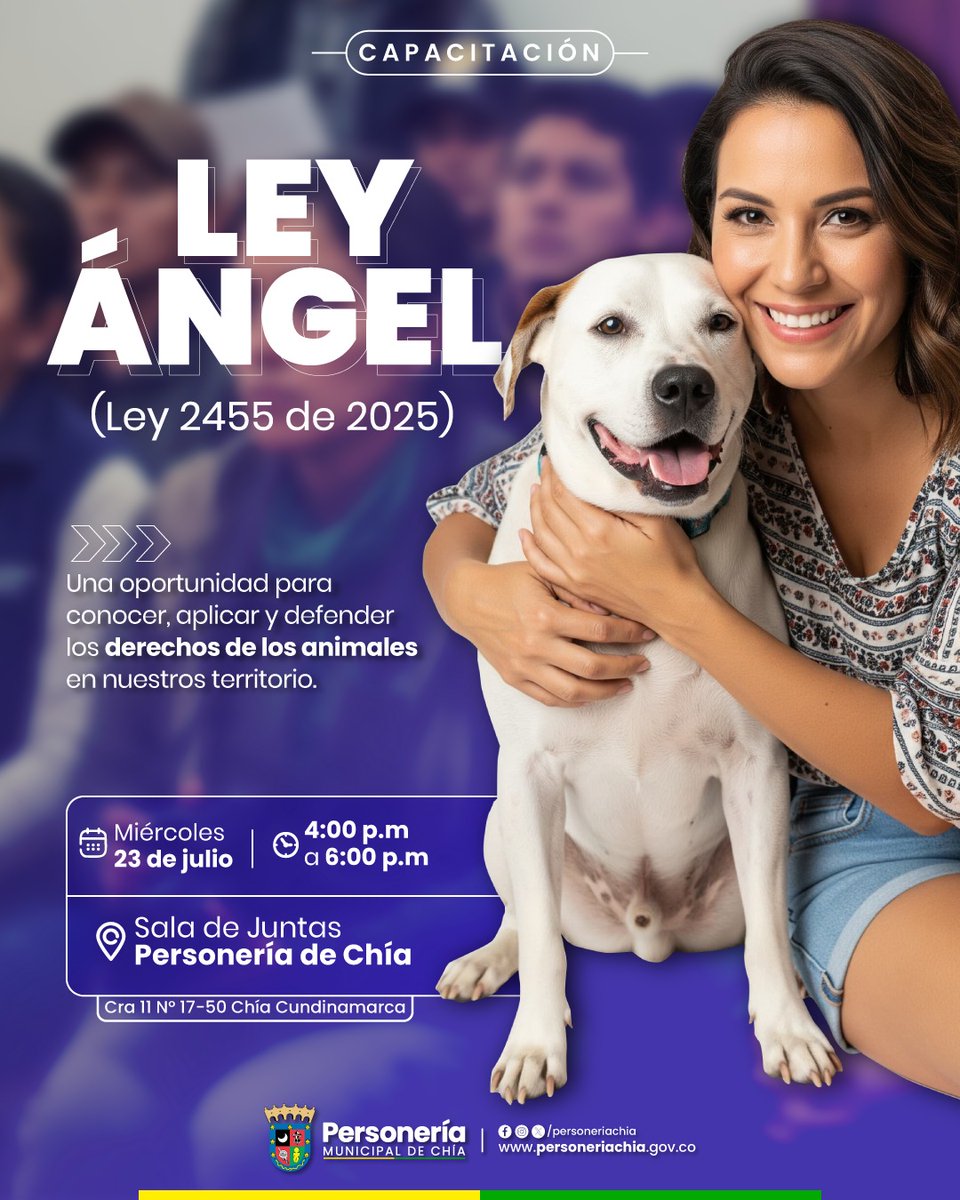 📗La Personería Municipal de Chía, invita a la comunidad a conocer y aplicar la Ley Ángel 2455 de 2025.

🫱🏾‍🫲🏽Una valiosa herramienta para defender y proteger los derechos de los animales en nuestro territorio.👇🏼 facebook.com/share/p/19GpbJ…

 <a href="/AlcaldiaChia/">Alcaldía de Chía</a> <a href="/concejochia/">@concejochia</a> <a href="/Canal8Regional/">Canal 8</a>