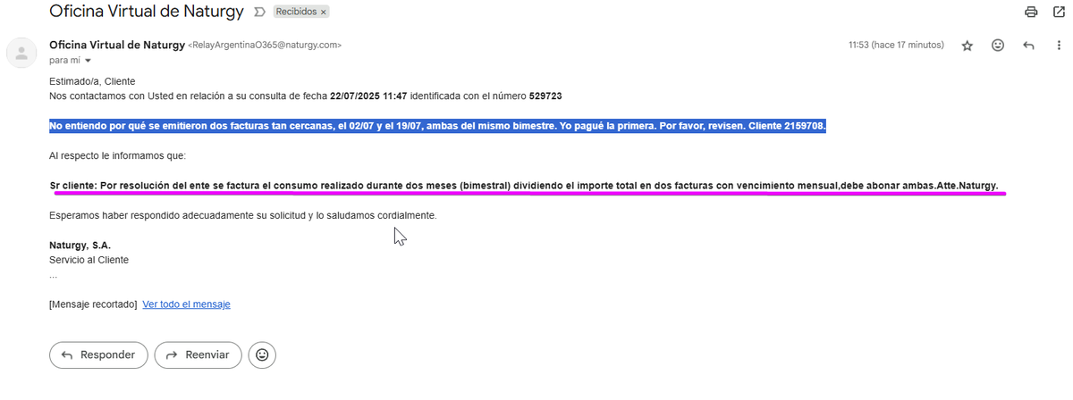 Seba_Hero's tweet photo. @NaturgyBAN @Naturgy Me podrían explicar que quiere decir esto? Qué resolución? Por resolución de ustedes me cobran 2 veces en un mes? Me pueden dar un motivo válido? O al menos justificado? No comprendo. https://t.co/cEJYCfpllb