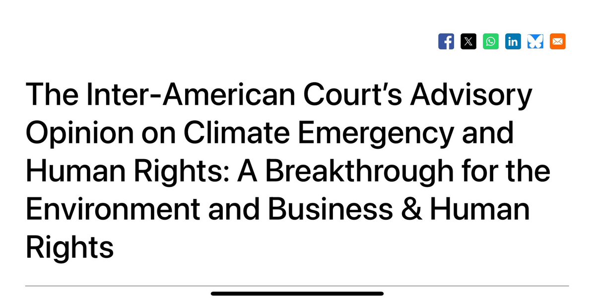 afronomicslaw's tweet image. 🆕 BLOG on the Inter-American Court’s AO: “This Advisory Opinion represents a legal milestone in the consolidation of state obligations to address climate emergency while respecting their human rights obligations.
The Court divided its analysis into three fundamental pillars:…
